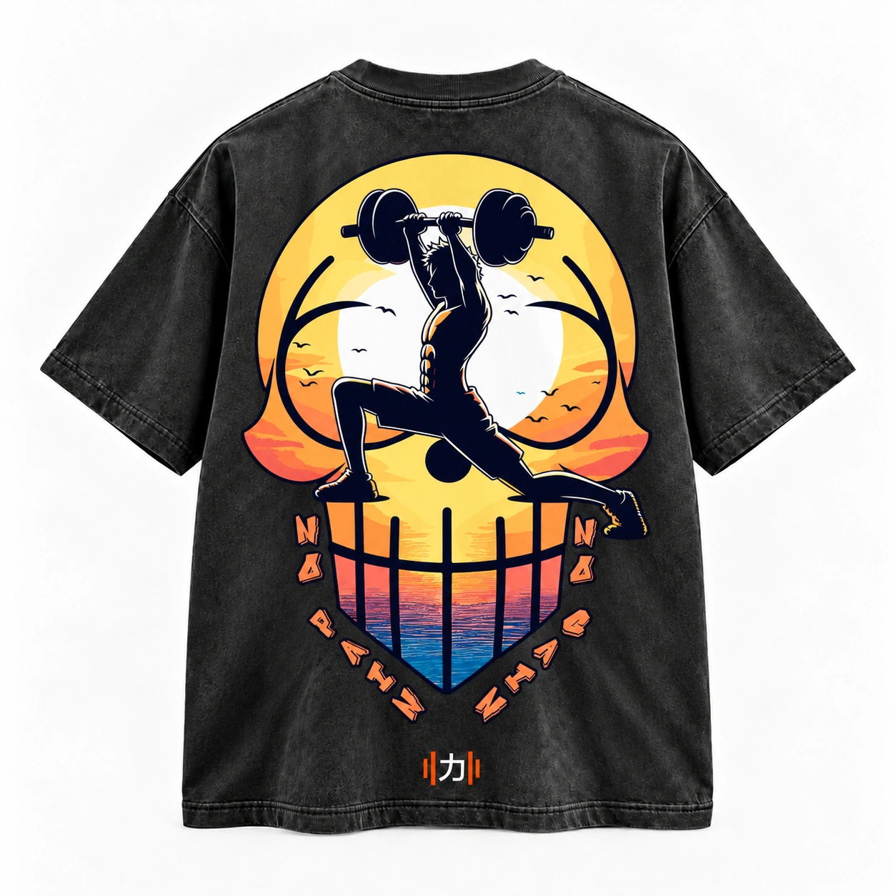 Polera Ganbaru Zoro gris lavado, frente. — foto 2