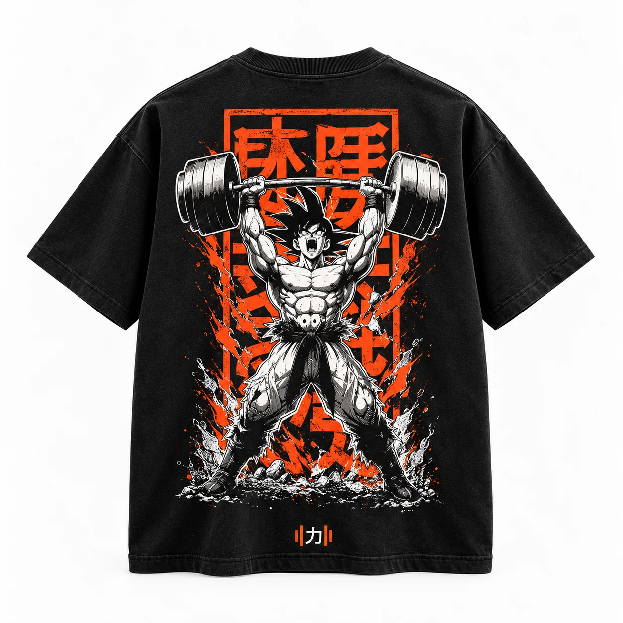 Polera Ganbaru negra, frente, logo en el pecho. — foto 2