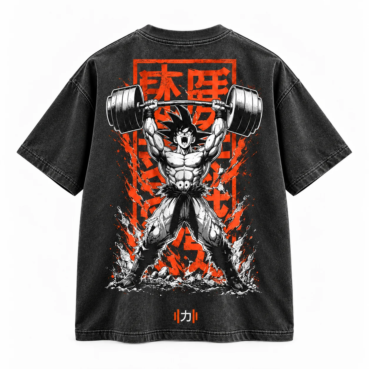 Polera Ganbaru gris lavado, frente, logo en el pecho. — foto 2